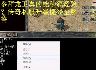 参拜龙卫真的能秒领经验？传奇私服升级捷径全解答