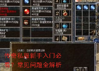 传奇私服新手入门必看?常见问题全解析 传奇私服新手入门必看?常见问题全解析